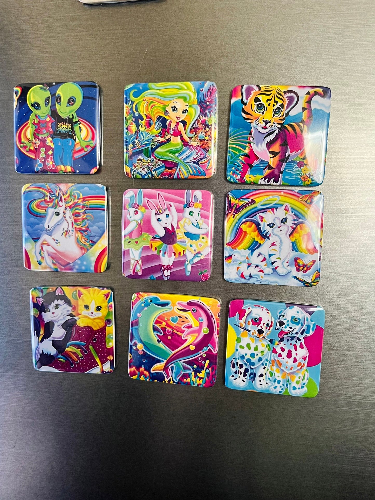 Lisa frank inspired refrigerator magnets 2x2