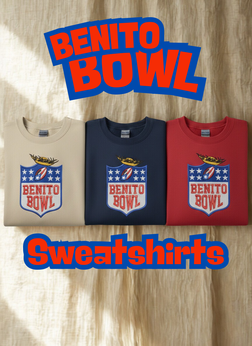 Benito Bowl Super Bowl 2026 embroidered sweatshirt