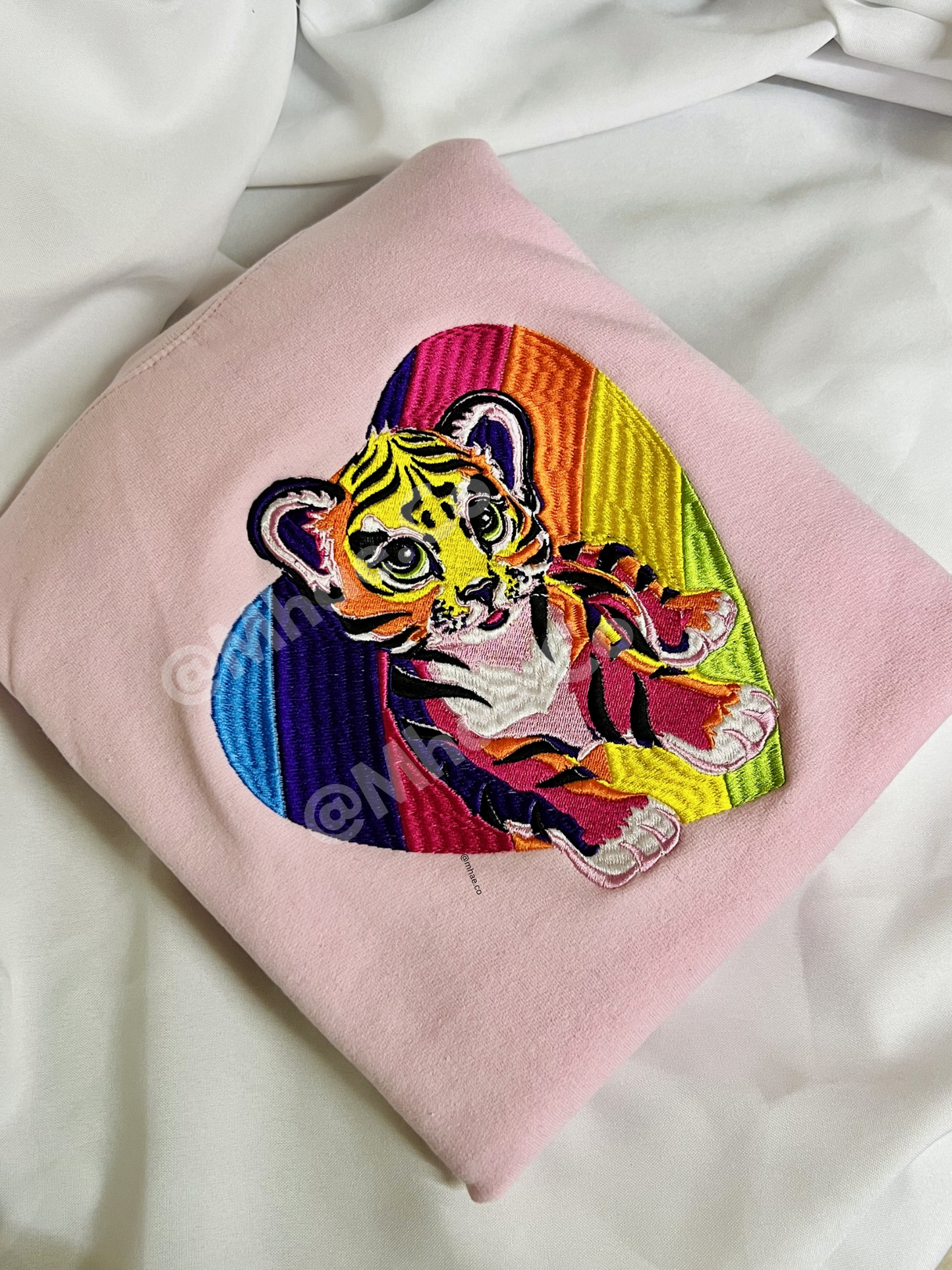 Lisa Frank Markie the Tiger inspired embroidered sweatshirt crewneck