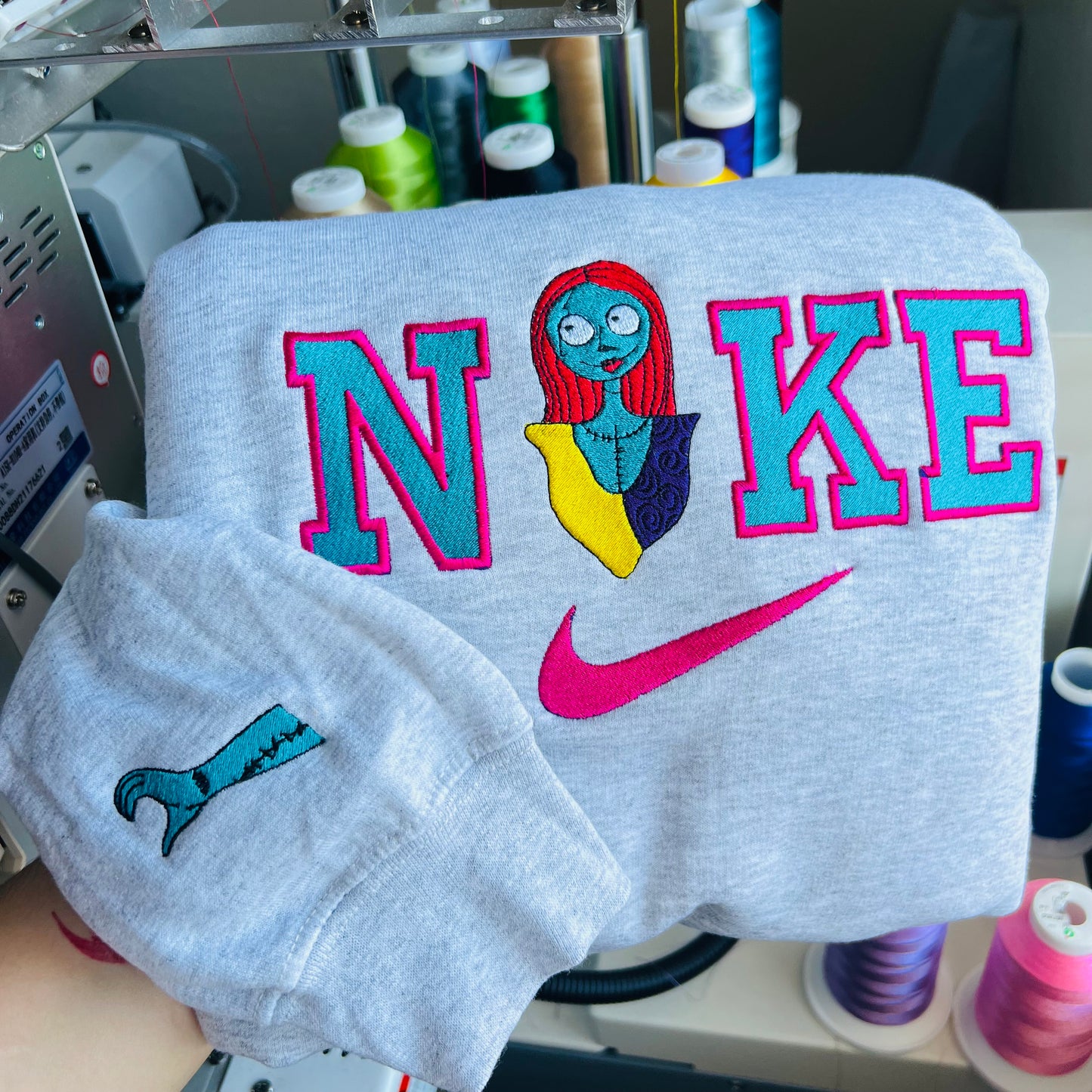 Jack & Sally embroidered sweaters, hoodies, matching sweatshirts, embroidery design nightmare before Christmas