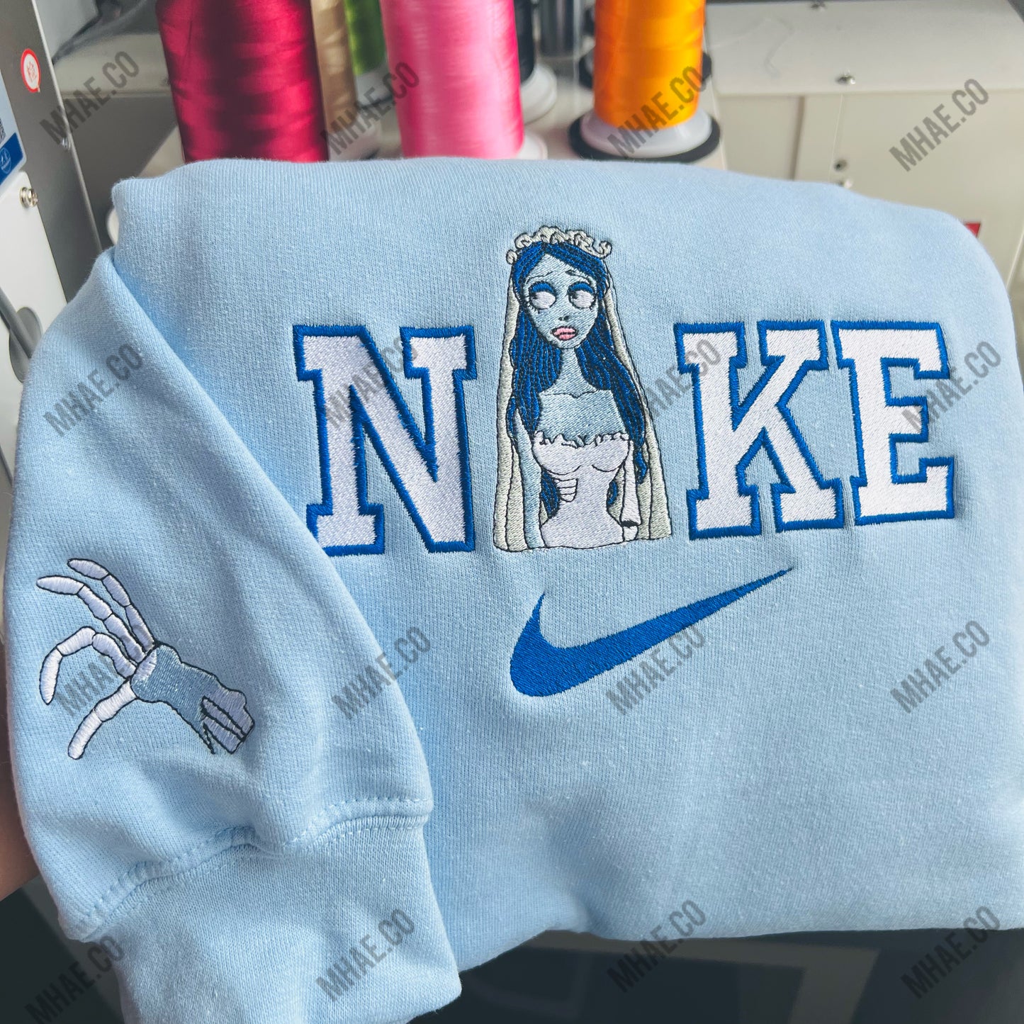 Corpse bride emily and victor embroidered sweaters, hoodies, matching sweatshirts, embroidery design nightmare before Christmas