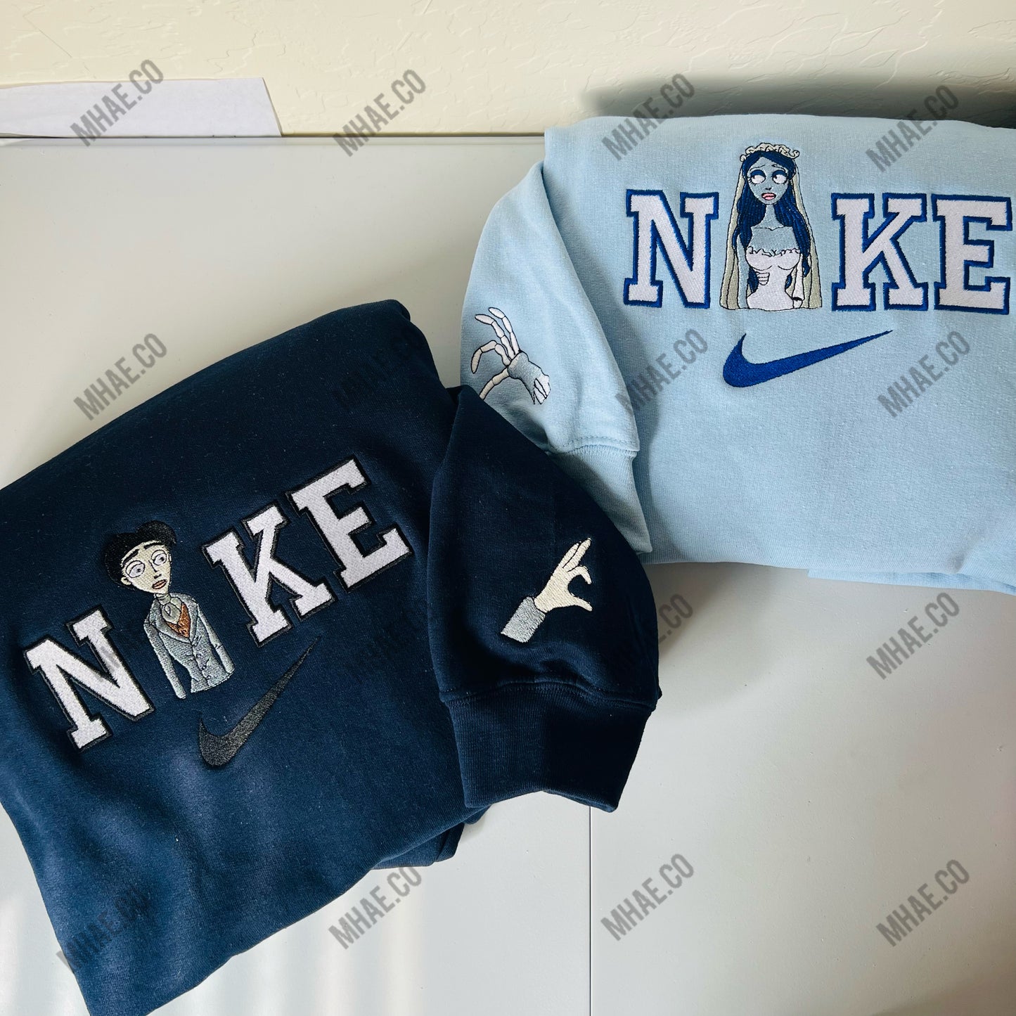 Emily corpse bride embroidered sweatshirt, hoodie embroidery sleeve, Halloween sweater spooky season