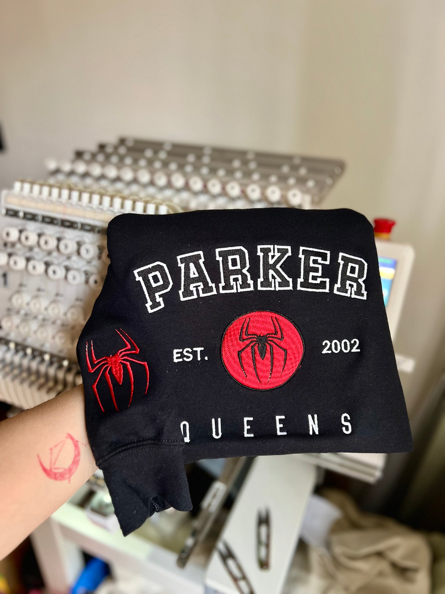 Parker Spiderman embroidered sweatshirt, crewneck