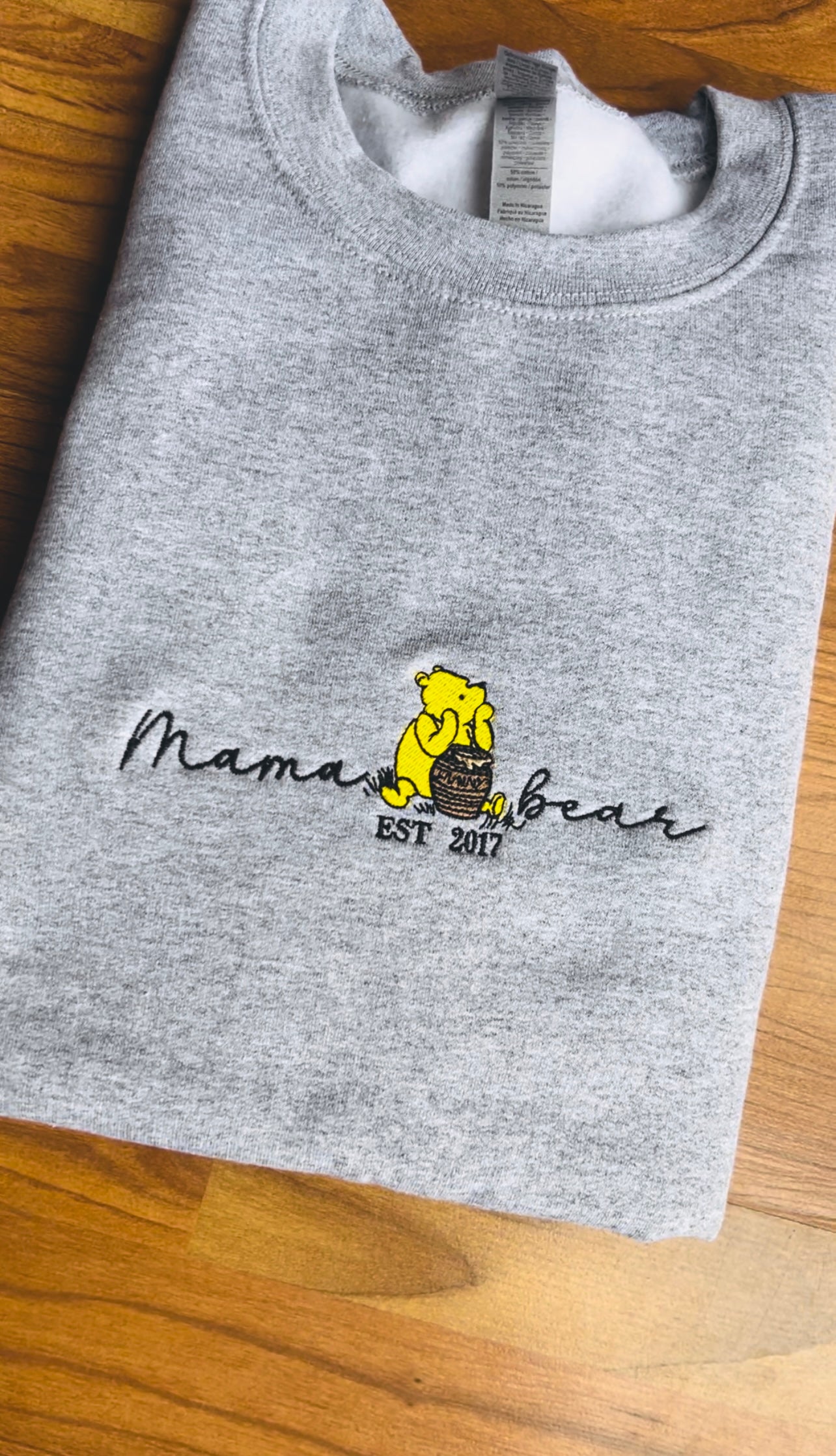 Pooh mama bear embroidered sweatshirt, customized