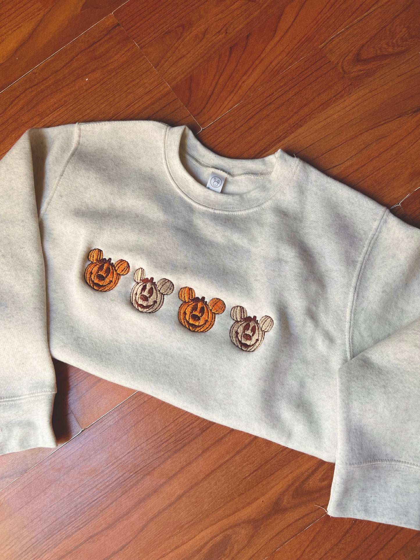 Halloween embroidered pumpkin Mickey inspired sweatshirt for toddler and adult