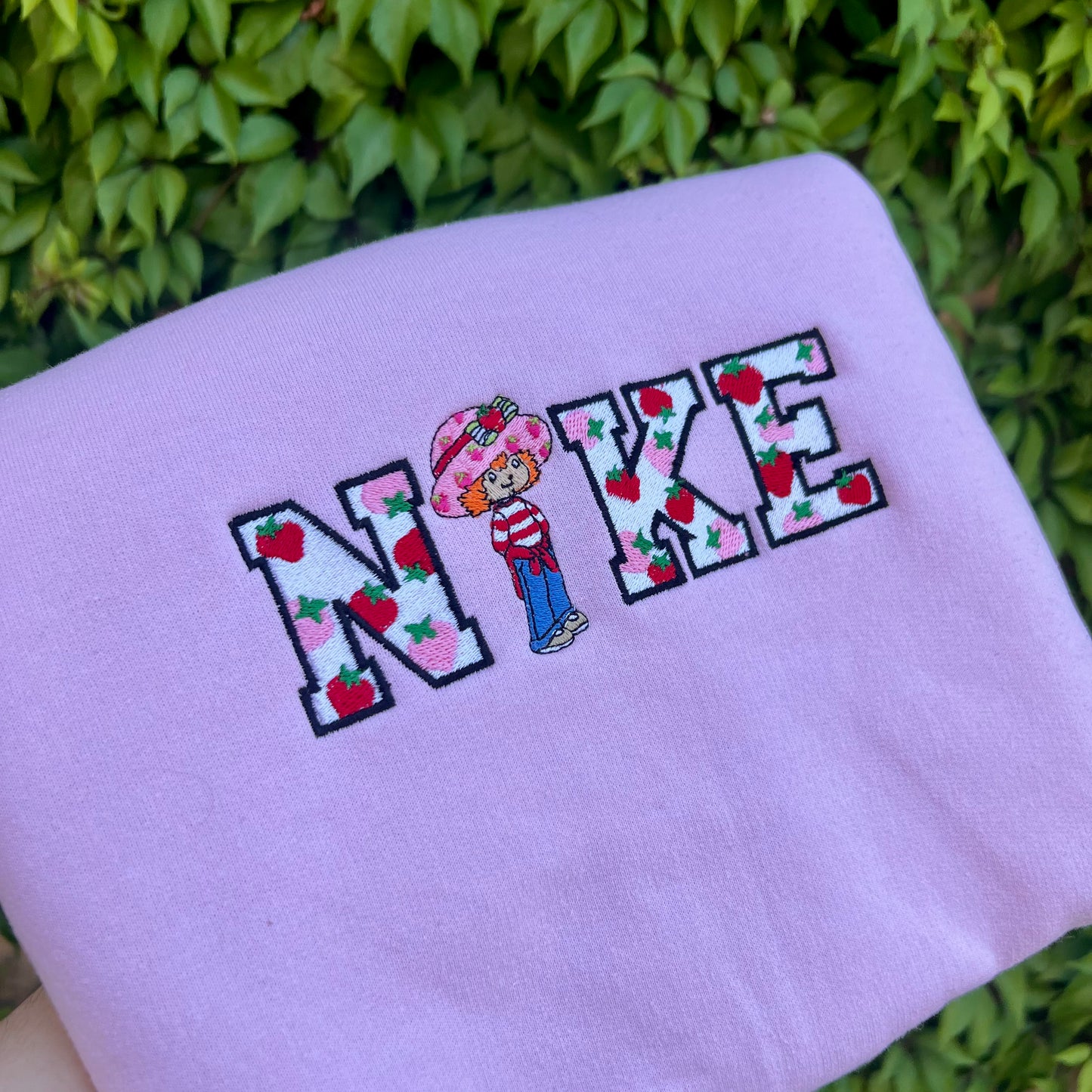 Strawberry shortcake embroidered sweatshirt embroidery design strawberries 90s inspired