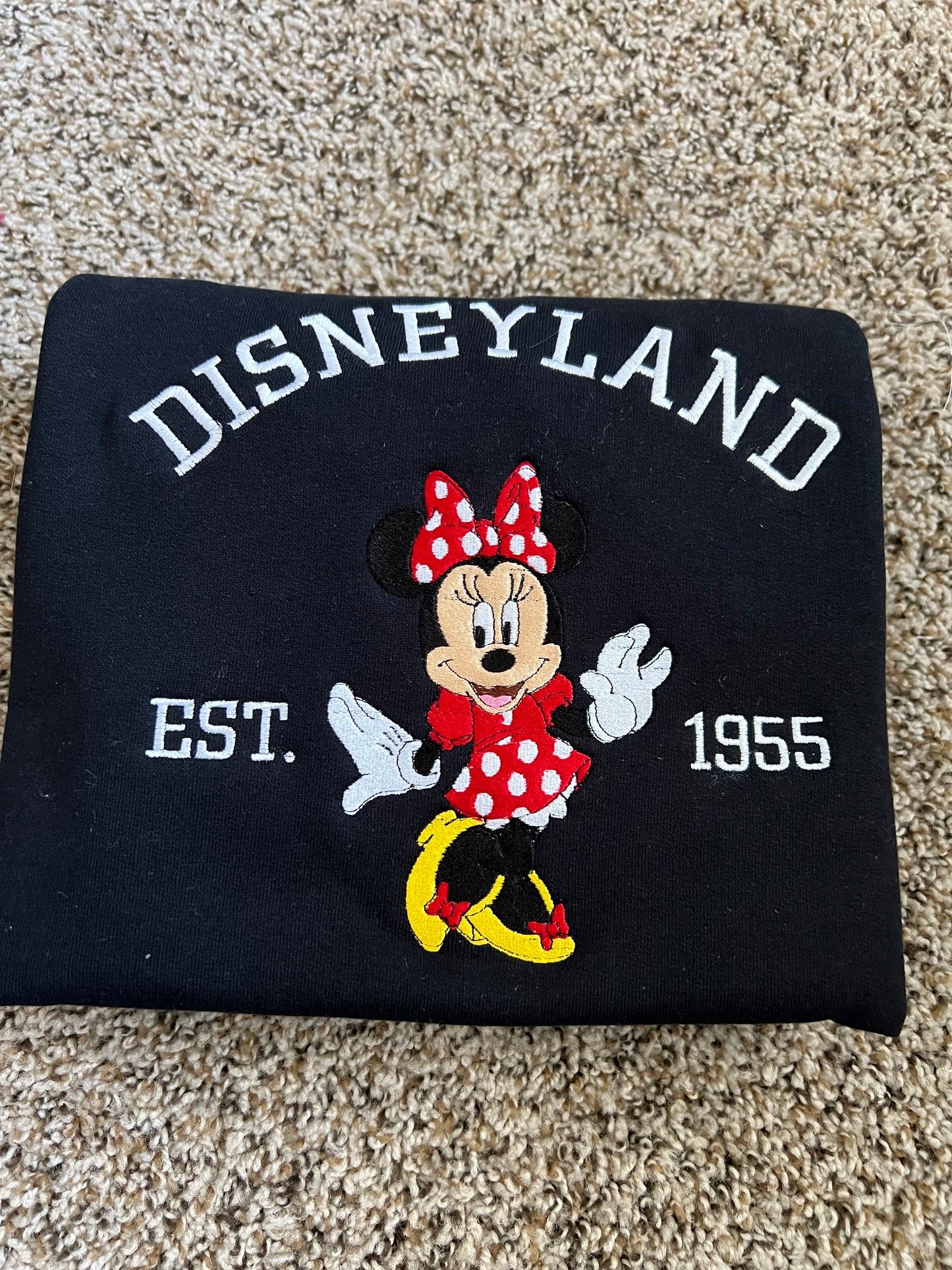 Minnie and Mickey inspired matching embroidered sweaters