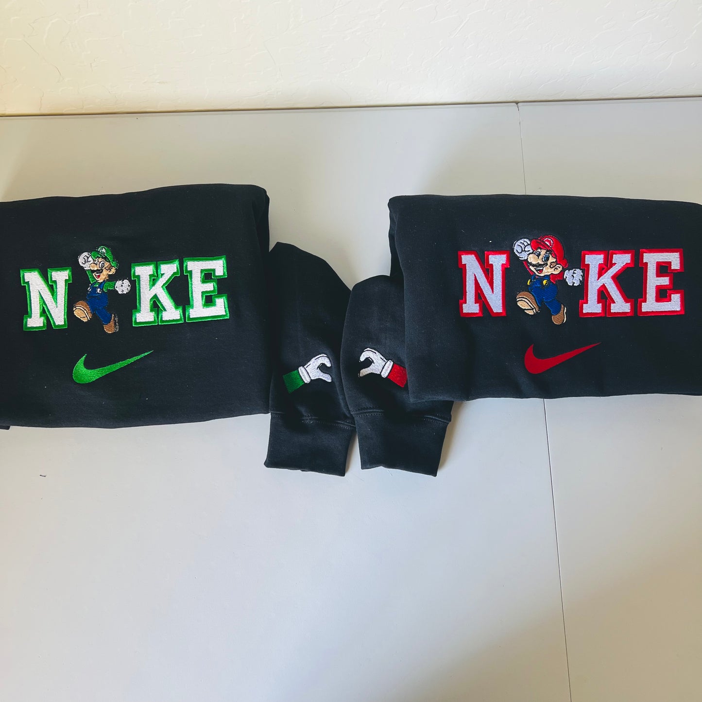Luigi y Mario inspired embroidered sweaters, matching sweatshirts, couple hoodies