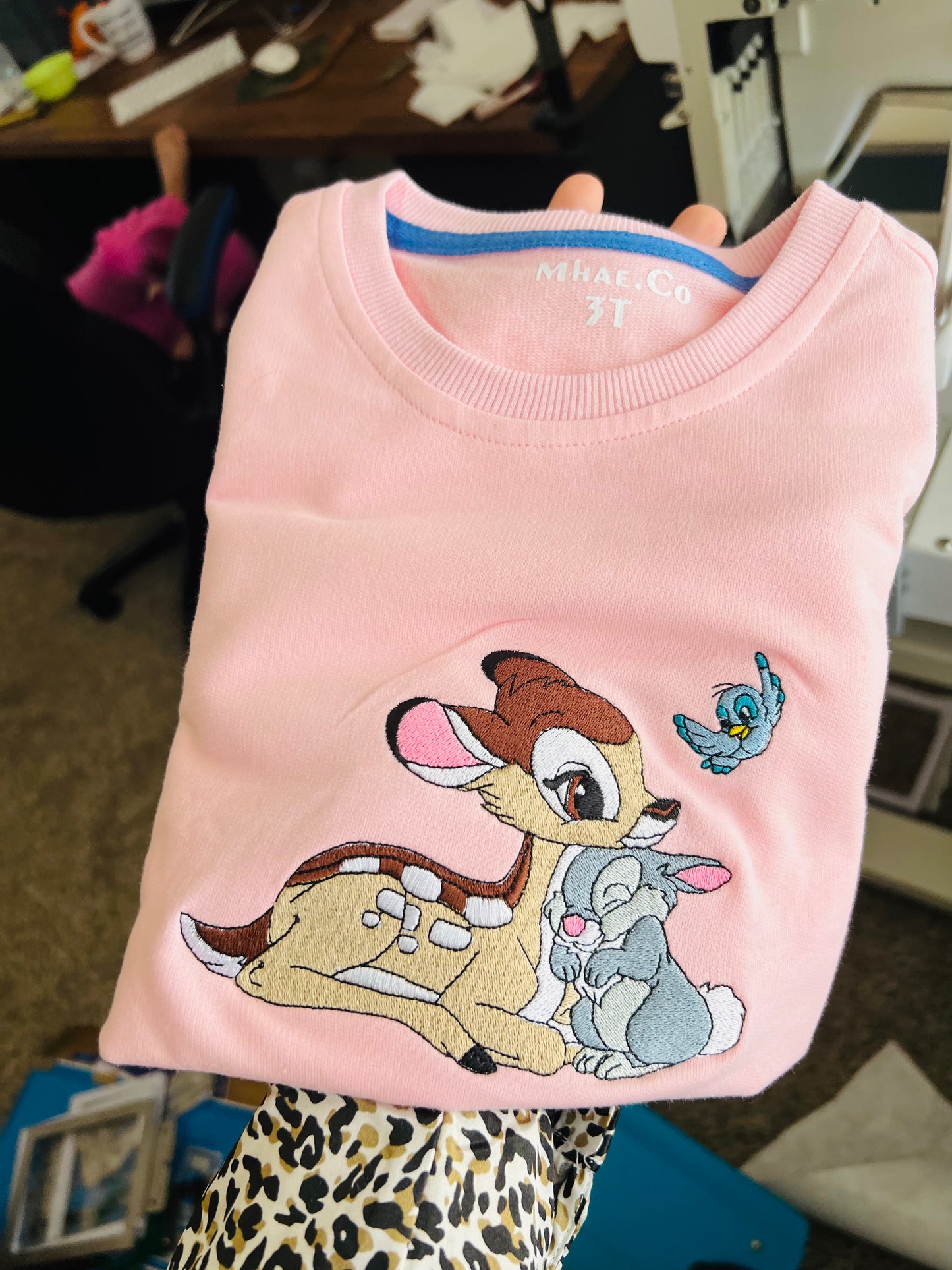 Deer inspired embroidered sweatshirt, kids embroidered sweaters, inspired embroidery design