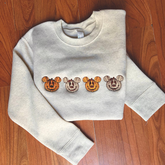 Halloween embroidered pumpkin Mickey inspired sweatshirt for toddler and adult