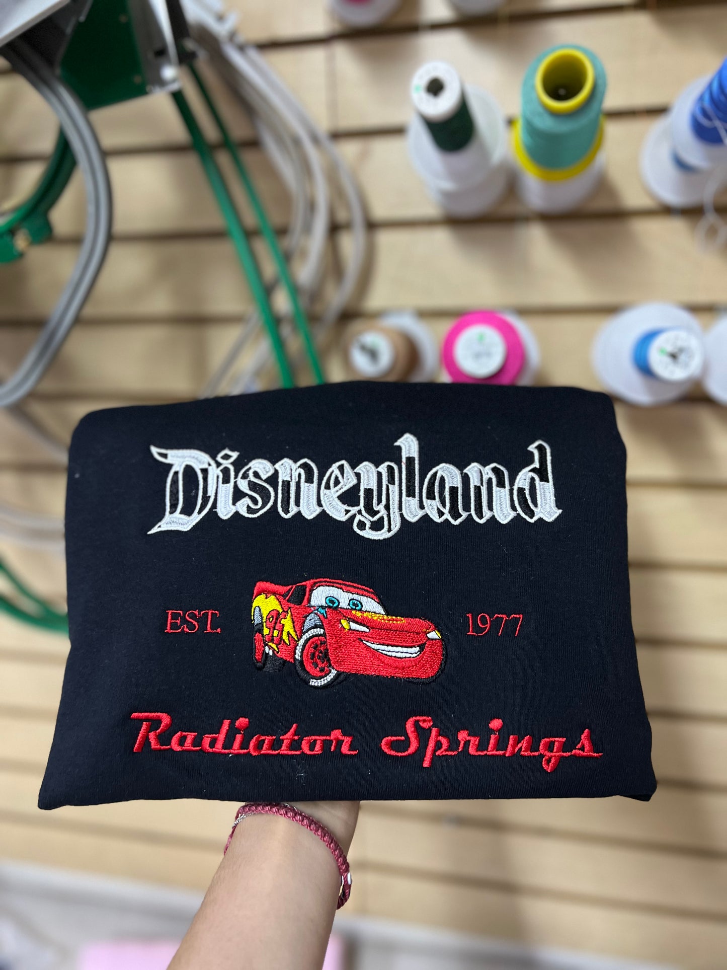 Cars Disney inspired embroidered sweatshirts McQueen and Sally