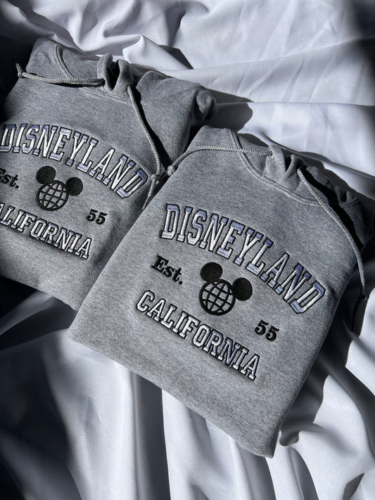 Disney California inspired embroidered matching hoodies. Embroidery Disney world