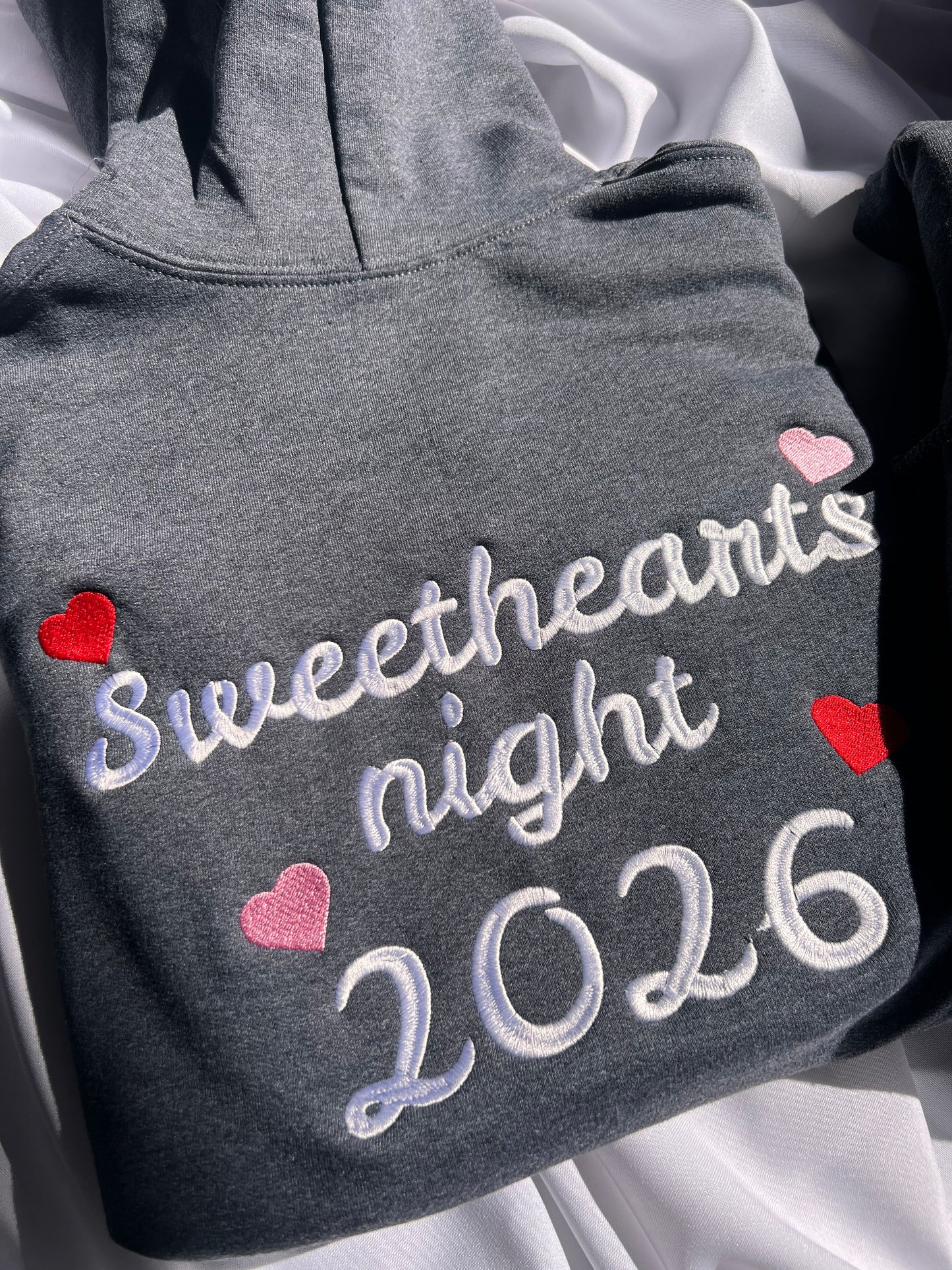 Sweethearts Nite 2026 embroidered matching Hoodies embroidered in front and back