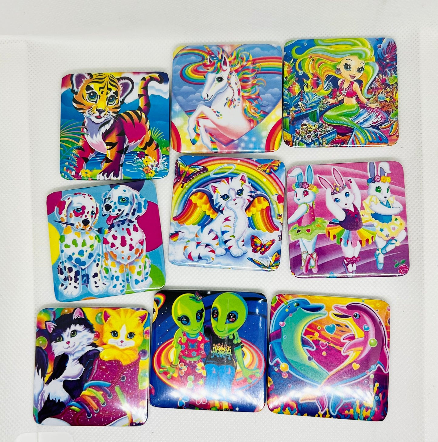Lisa frank inspired refrigerator magnets 2x2