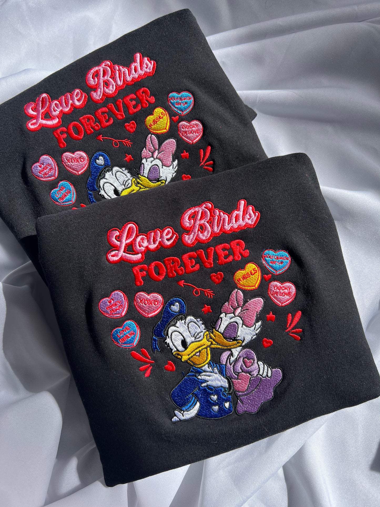 Donald and daisy Sweethearts Nite 2026 embroidered matching sweatshirts CREWNECK Valentine’s Day
