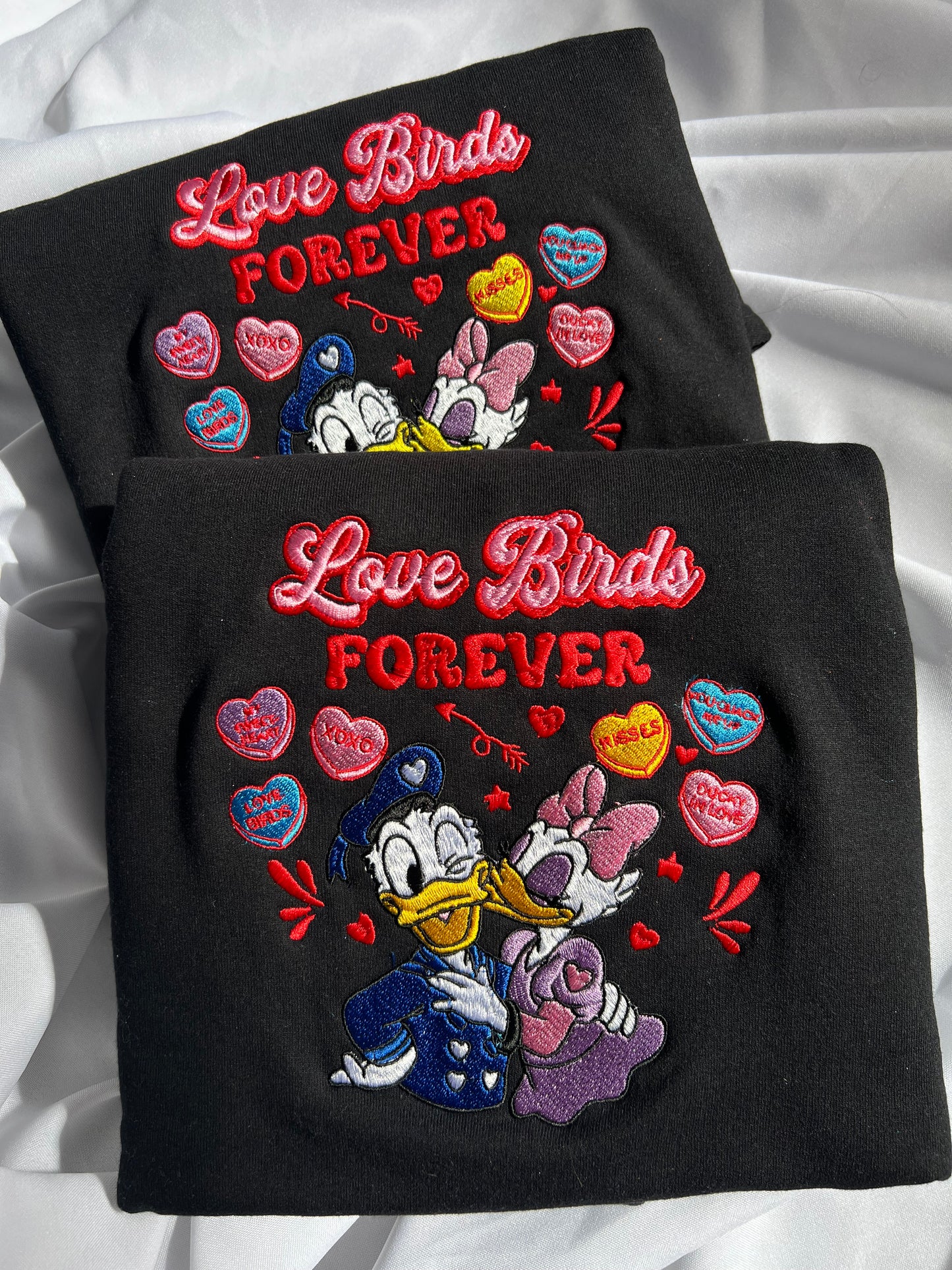 Donald and daisy Sweethearts Nite 2026 embroidered matching sweatshirts CREWNECK Valentine’s Day