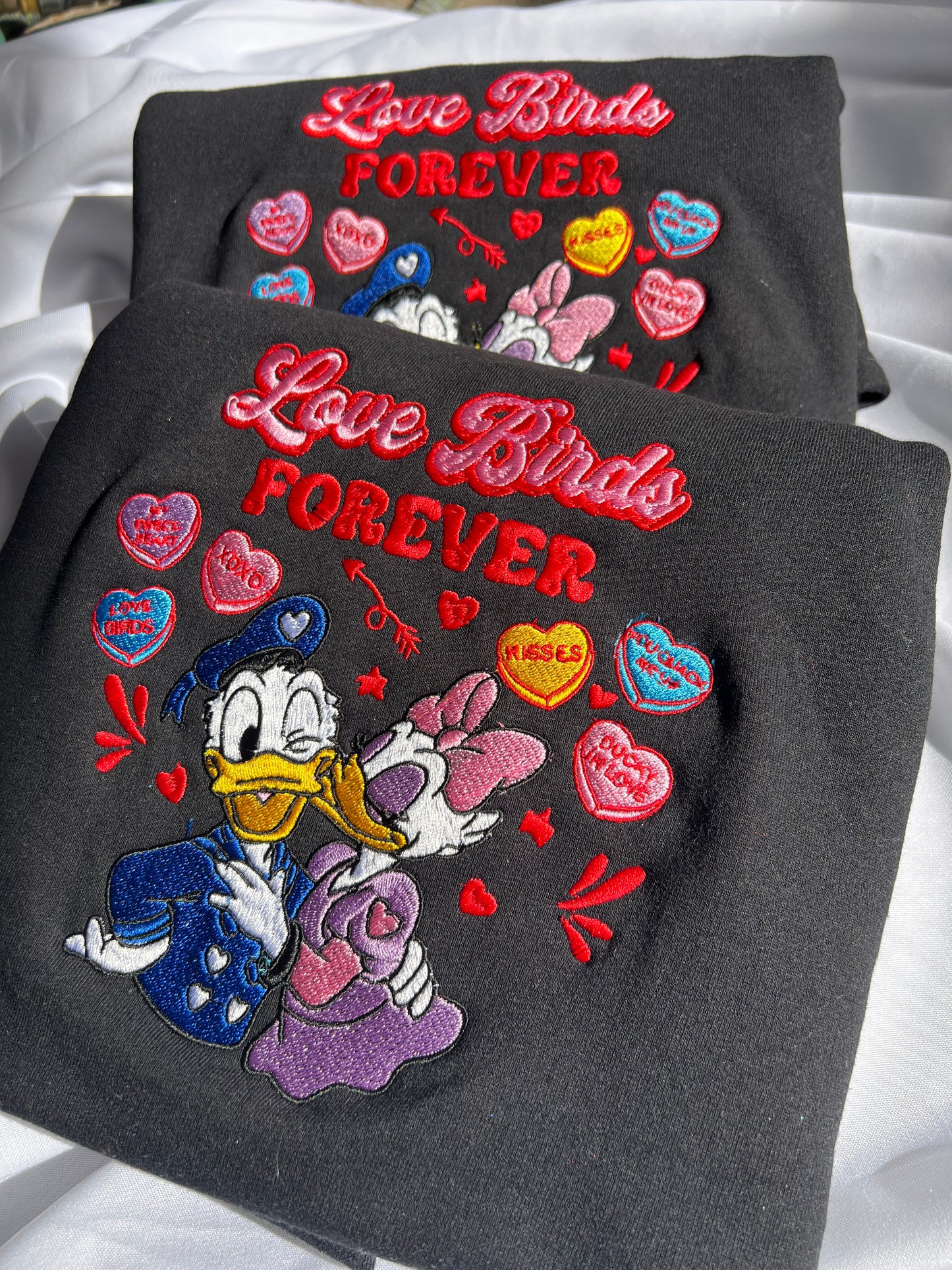 Donald and daisy Sweethearts Nite 2026 embroidered matching sweatshirts CREWNECK Valentine’s Day