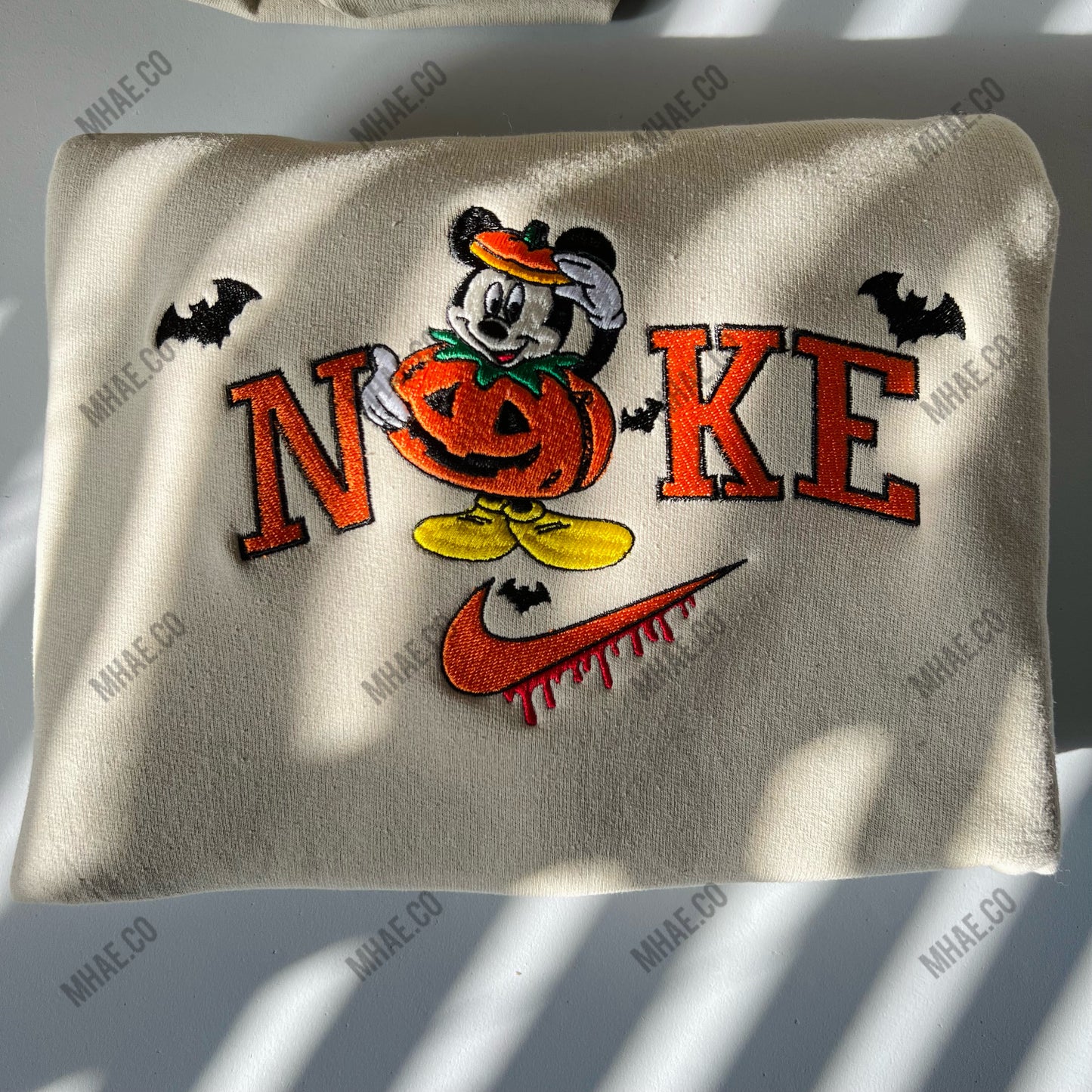 Halloween embroidered pumpkin Mickey and minnie inspired sweatshirt for toddler and adult