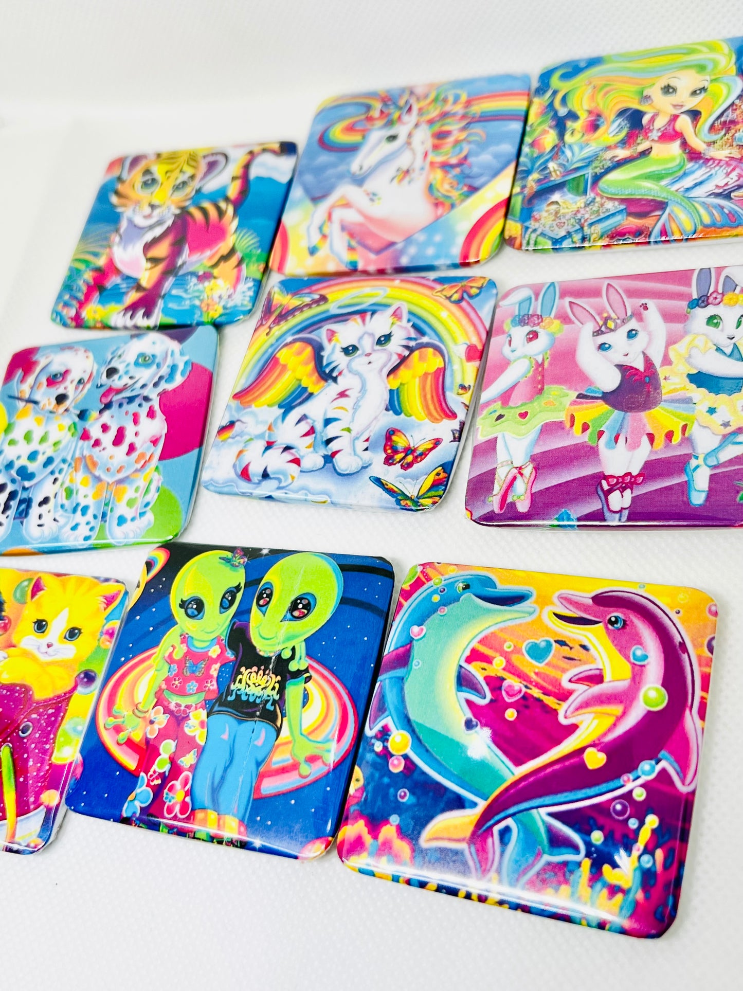 Lisa frank inspired refrigerator magnets 2x2