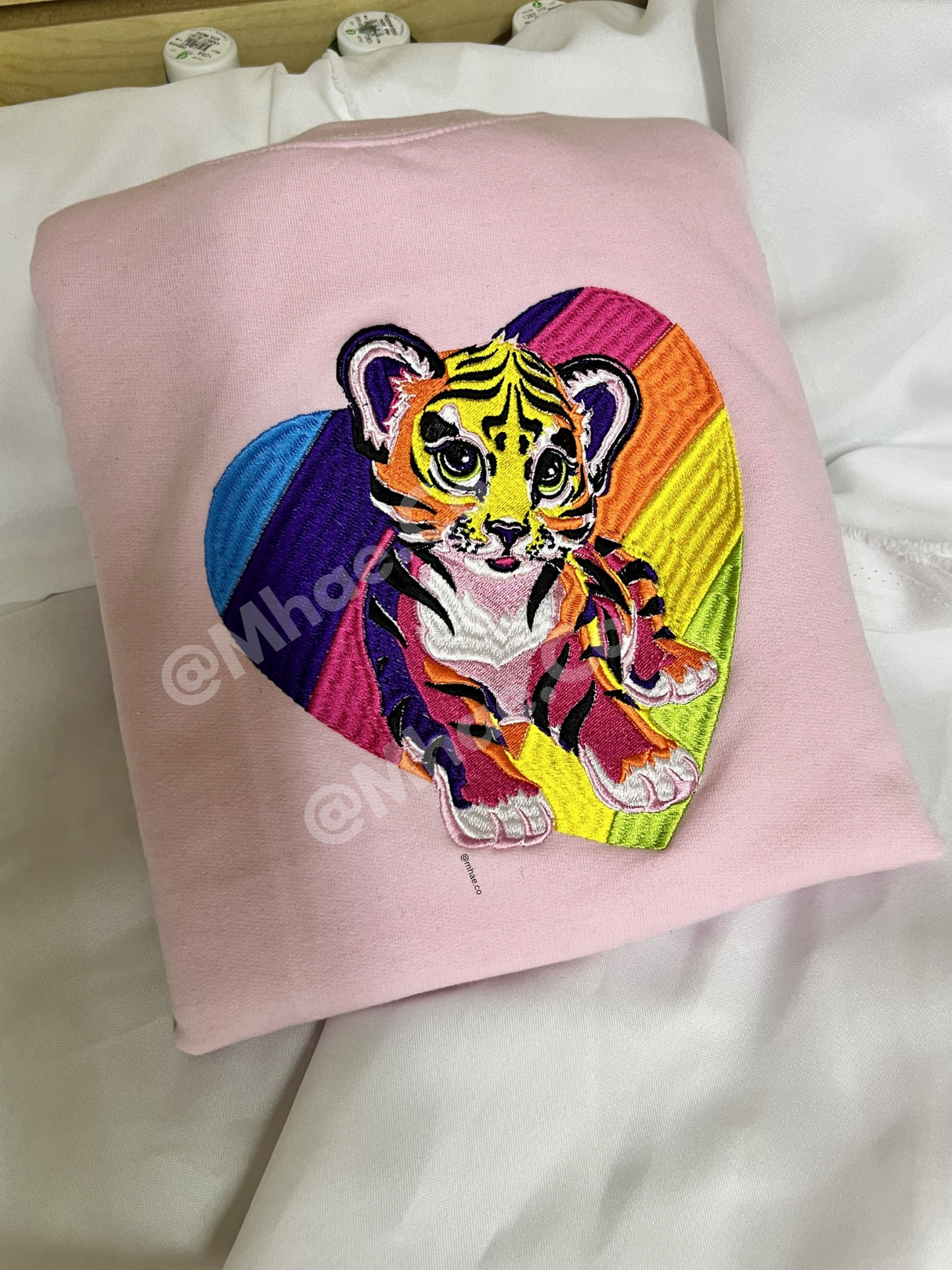 Lisa Frank Markie the Tiger inspired embroidered sweatshirt crewneck