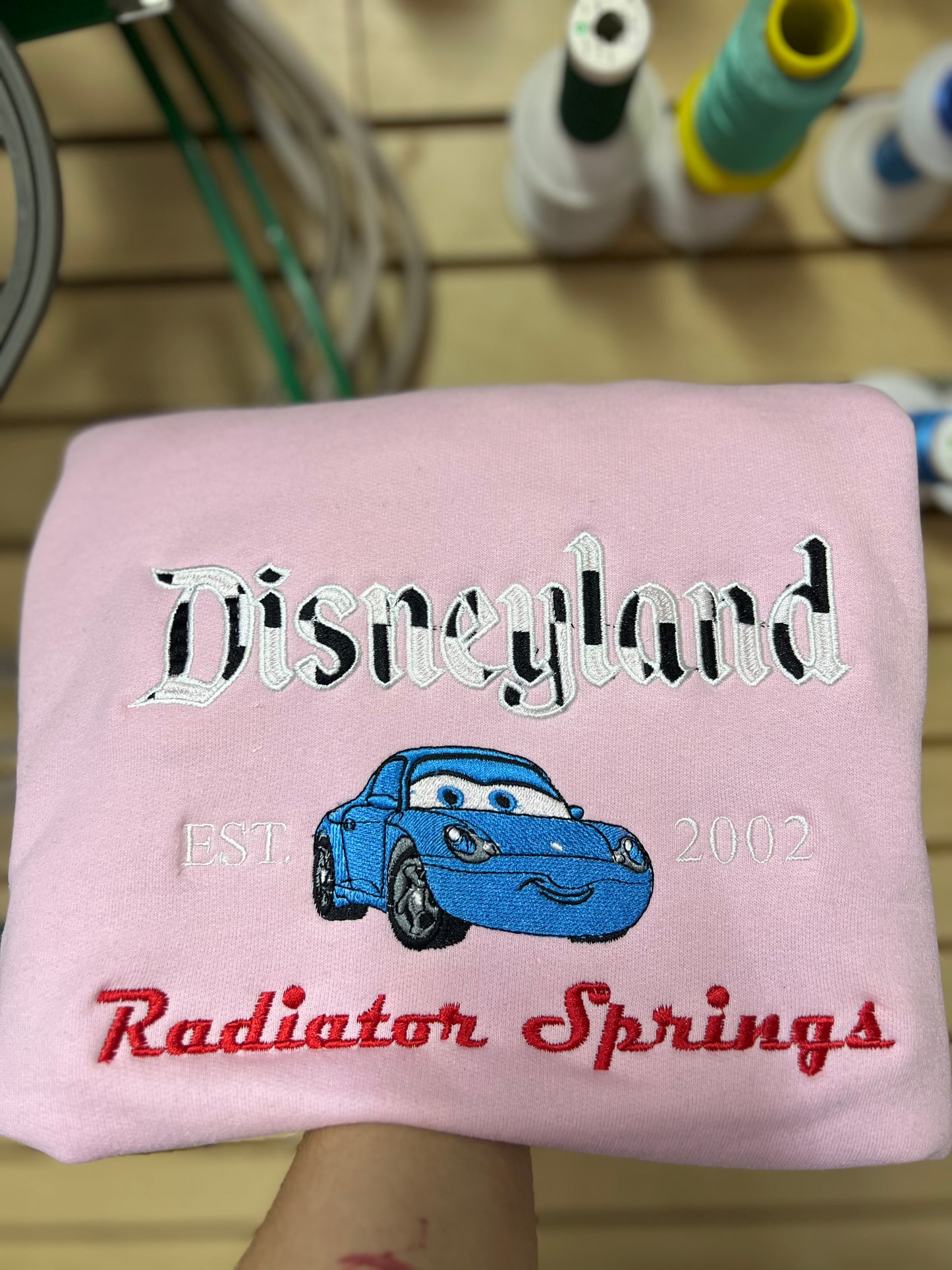 Cars Disney inspired embroidered sweatshirts McQueen and Sally