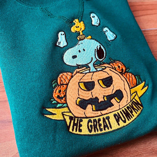 The great pumpkin Charlie Brown, snoopy embroidered sweatshirt for toddler and adult sizes Halloween design