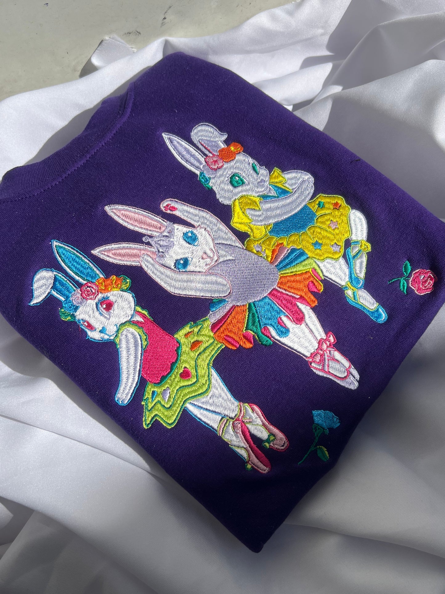 Ballerina Bunnies inspired Lisa Frank embroidered sweatshirt customized