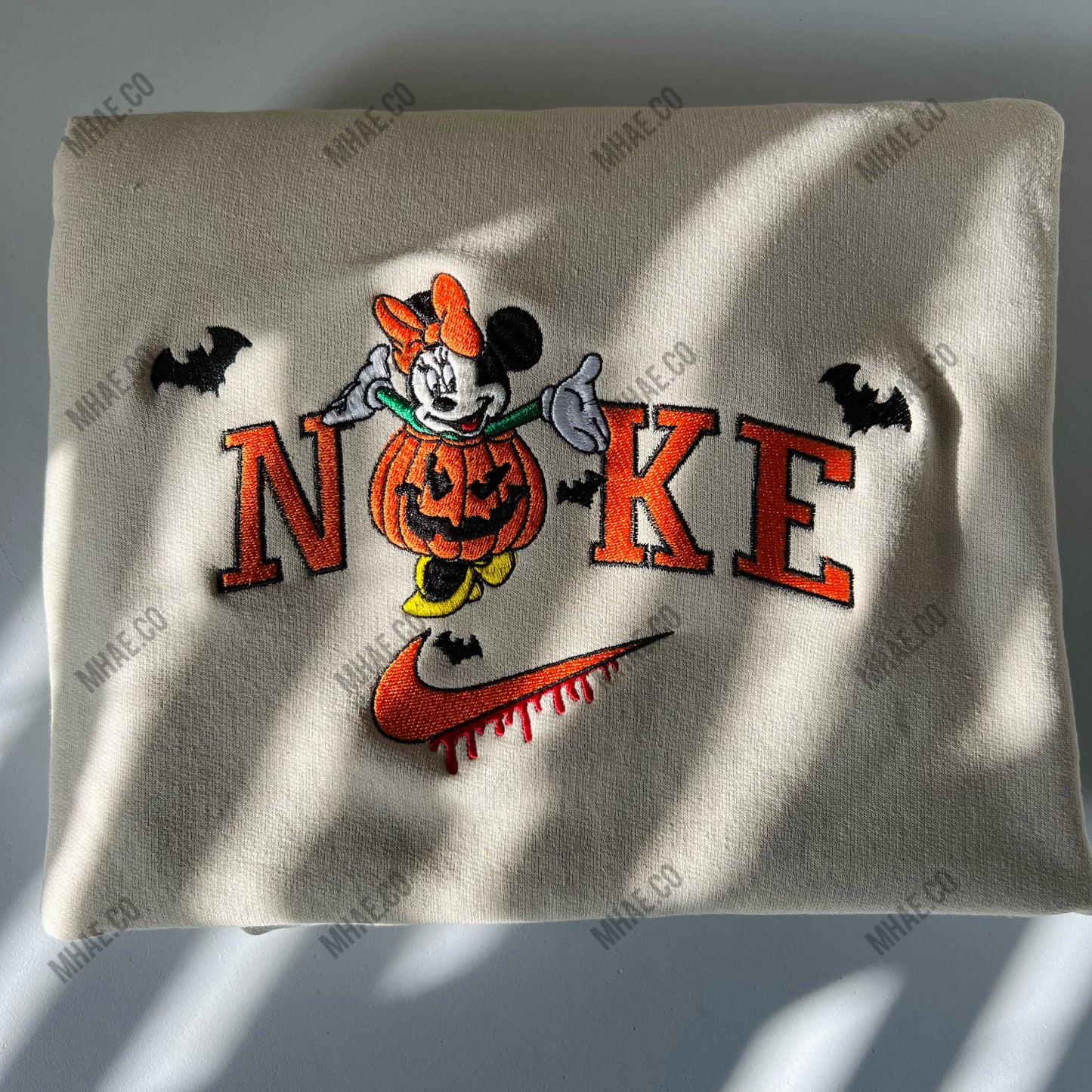 Halloween embroidered pumpkin Mickey and minnie inspired sweatshirt for toddler and adult