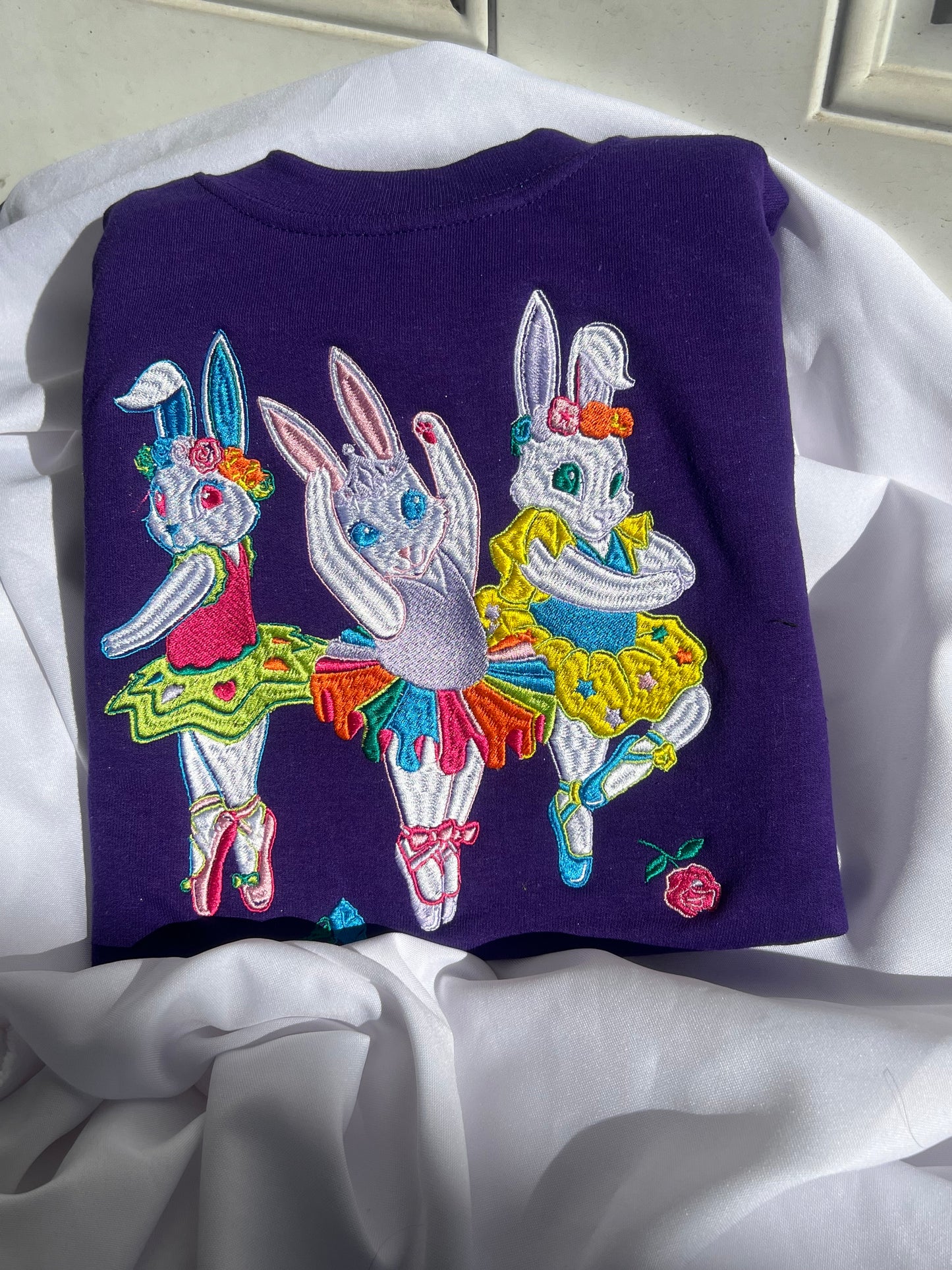 Ballerina Bunnies inspired Lisa Frank embroidered sweatshirt customized