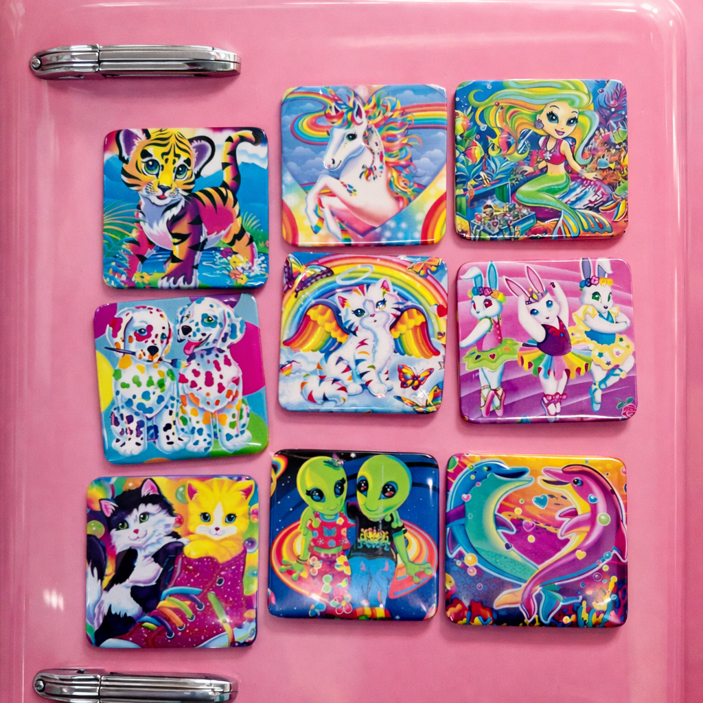 Lisa frank inspired refrigerator magnets 2x2