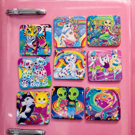 Lisa frank inspired refrigerator magnets 2x2