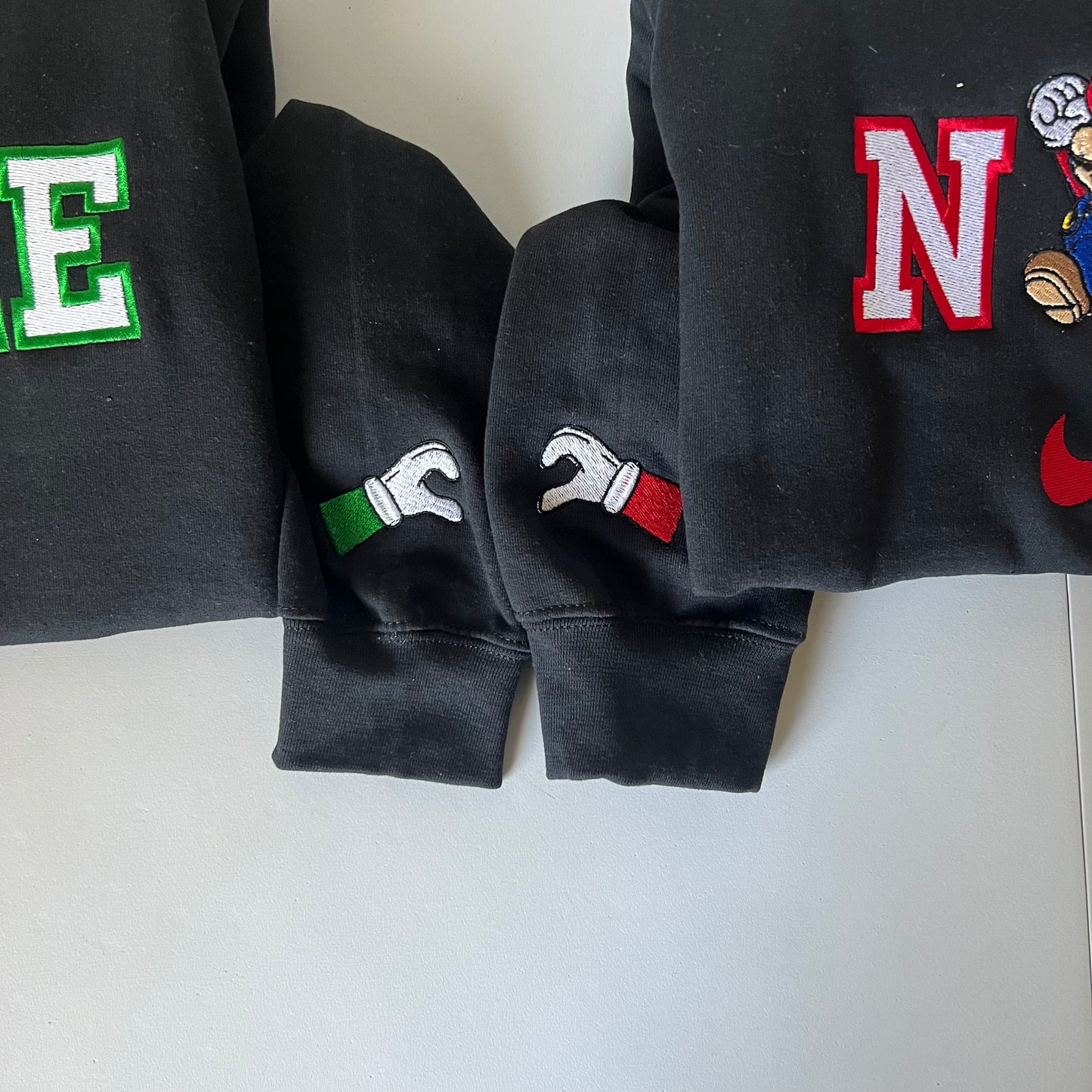 Luigi y Mario inspired embroidered sweaters, matching sweatshirts, couple hoodies