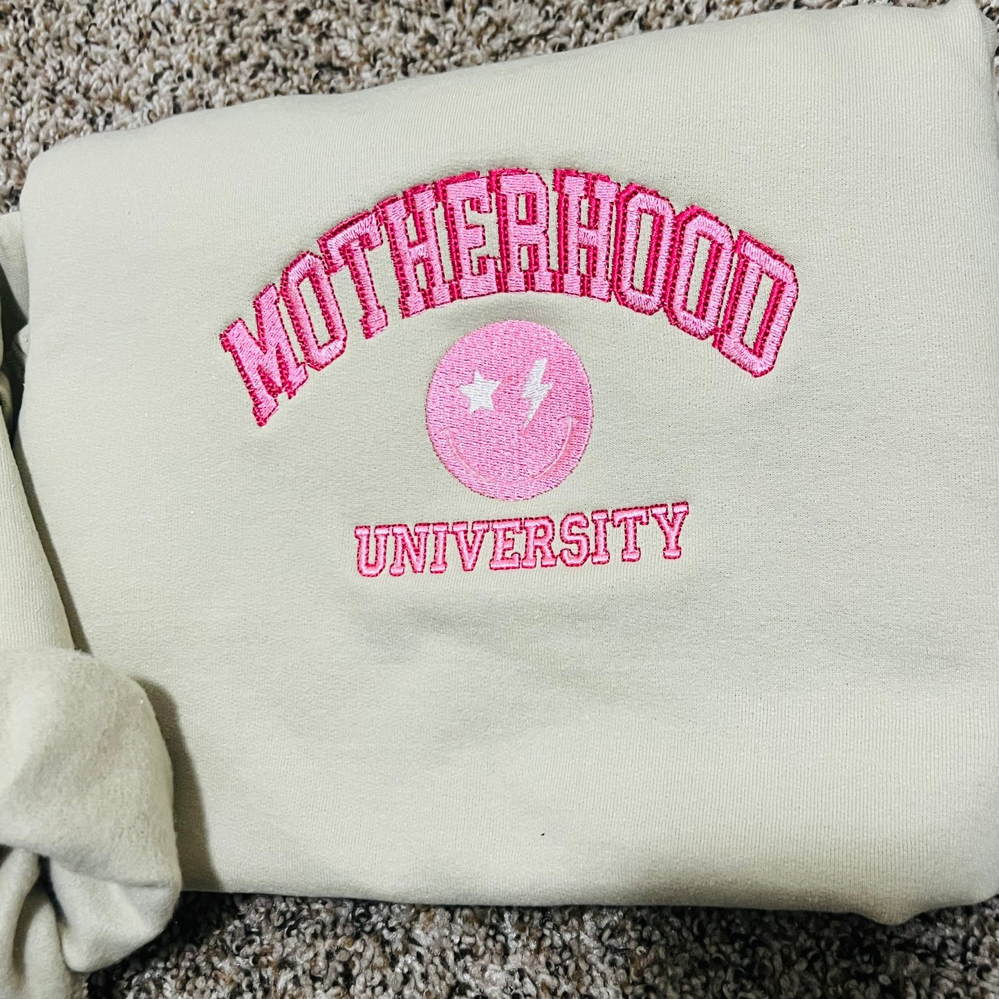 Motherhood university embroidered sweatshirt