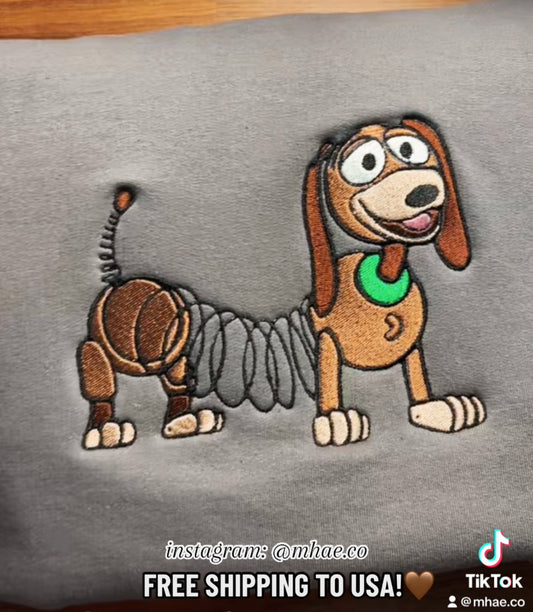 Slinky dog embroidered sweater